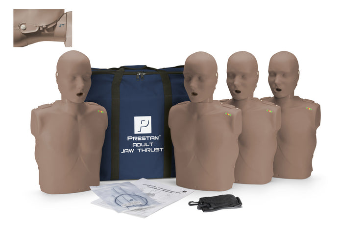 Prestan Professional Adult Jaw Thrust Manikin with CPR Feedback, 4-Pack (Dark Skin) [SKU: PR00038D]