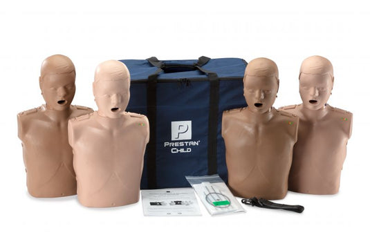 Prestan Professional Child Manikin Diversity Kit with CPR Feedback, 4-Pack (2 Medium Skin & 2 Dark Skin) [SKU: PR00068]