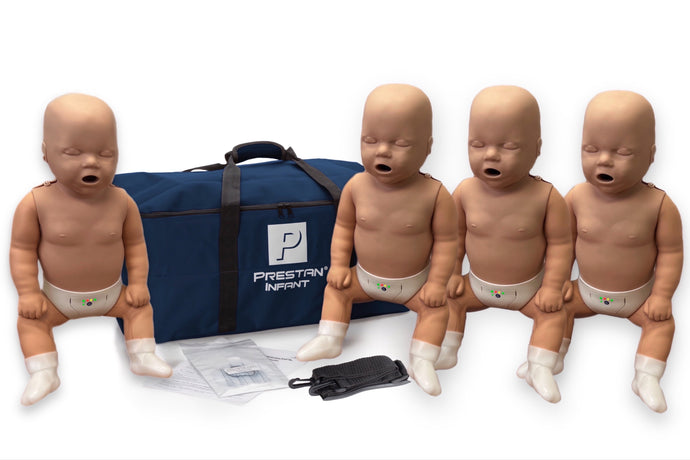 Prestan Professional Infant Manikin with CPR Feedback, 4-Pack (Dark Skin) [SKU: PR00022D]