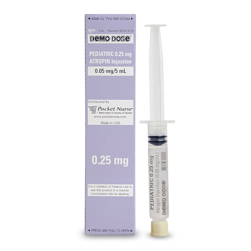 Ampułkostrzykawka dla dzieci i niemowląt Demo Dose® – Atropina 0,25 mg dla dzieci (5 ml)