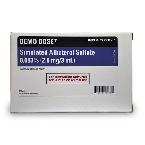 Medicamento de inhalación simulado Demo Dose® - Sulfato de albuterol 0,083 % - 2,5 mg/3 ml [SKU: PN01261]